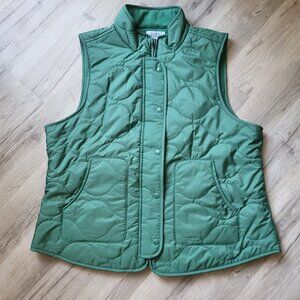 Croft And Barrow Women's L Petite Green Quilted Croft & Barrow Vest